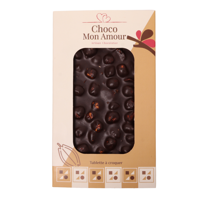 Chocolat noir 72% d'Indonésie aux noisettes entières